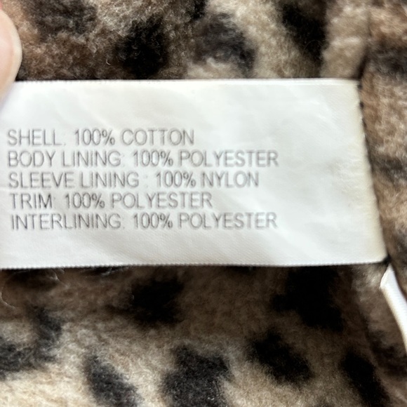 KC Collections Denim Blue Quilted Jacket Leopard Print Lining Zip Up Size 6X - Picture 9 of 11